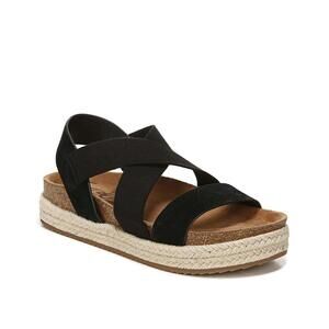 ZODIAC Womens Black Savannah Toe Wedge Slip On Leather Espadrille Shoes 6 W